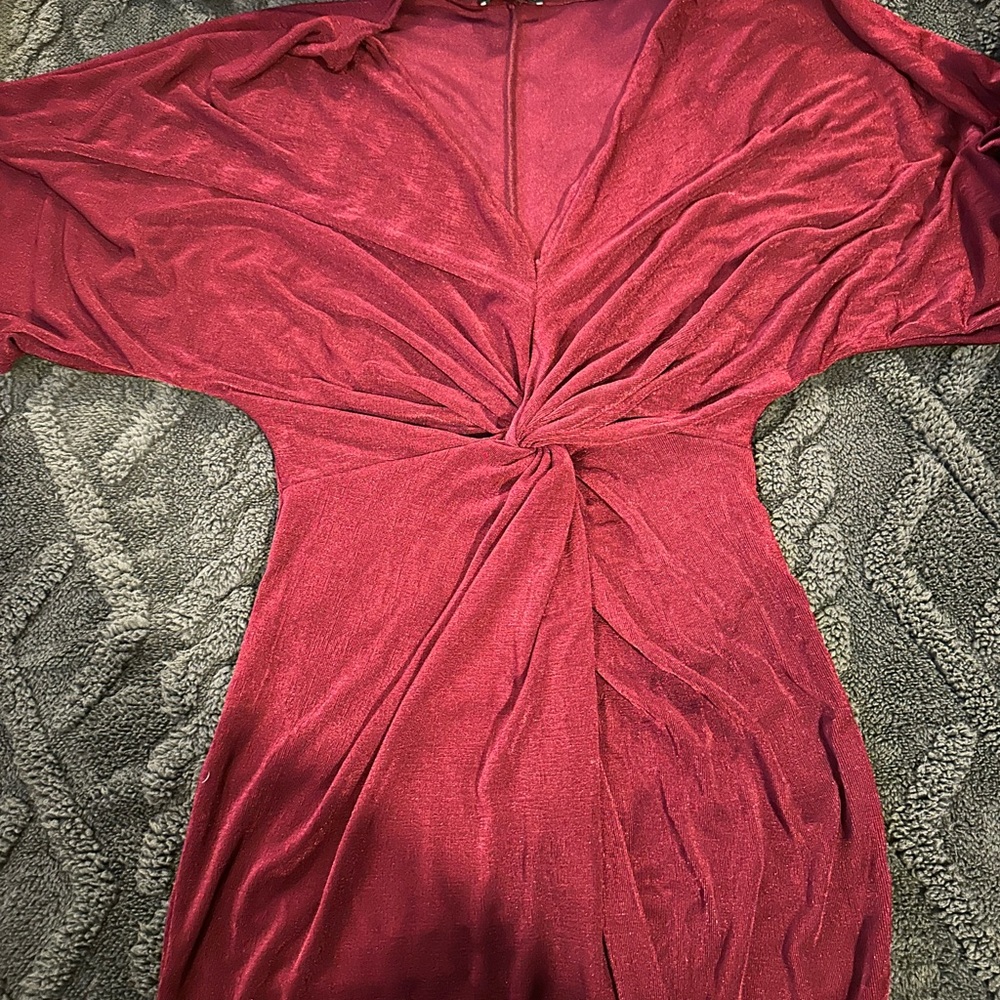 Fashion Nova Burgundy Midi Dress
